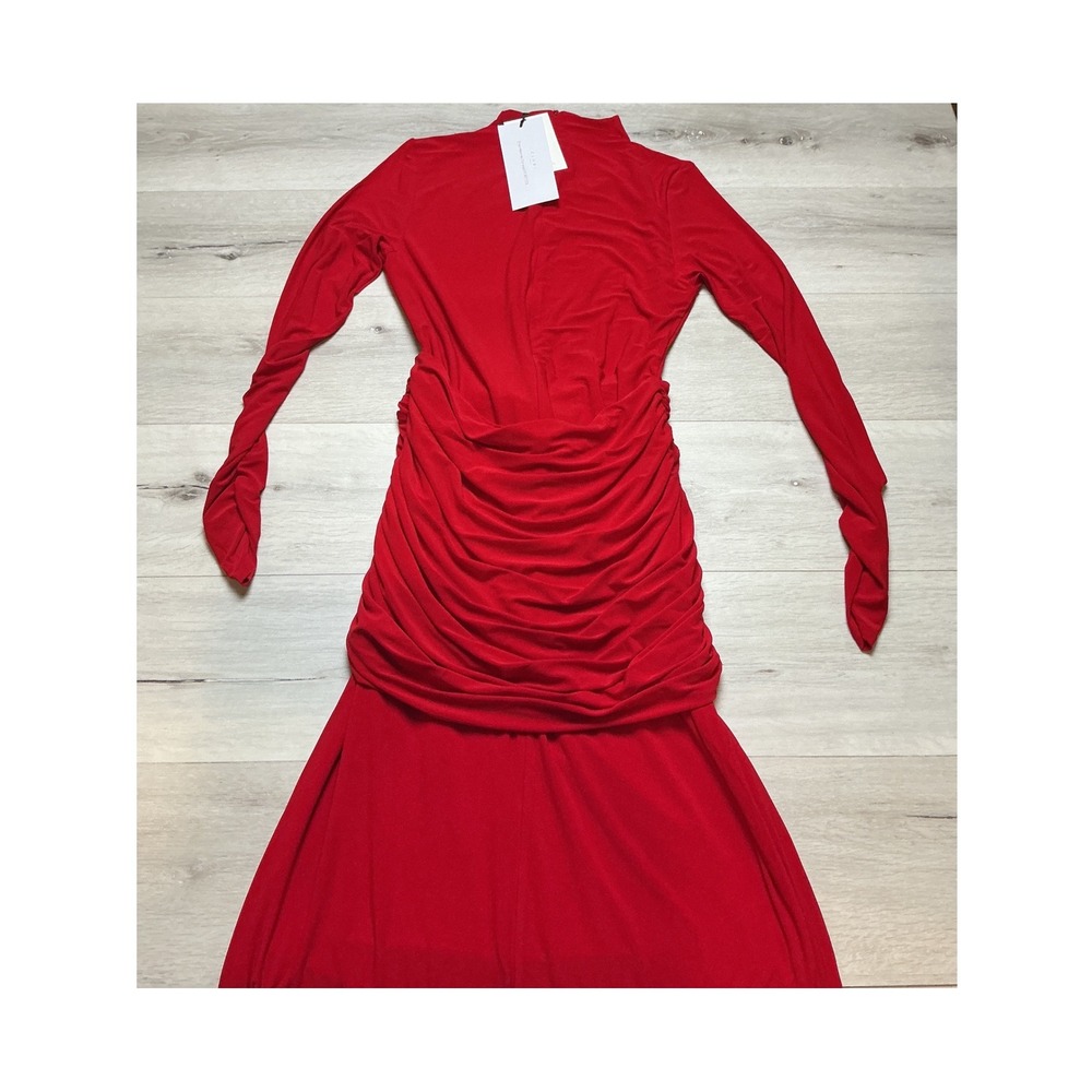 Club L London Alula High Neck Twist Waist Maxi Dress Red‎ Size 10 New With Tags - Picture 4 of 7